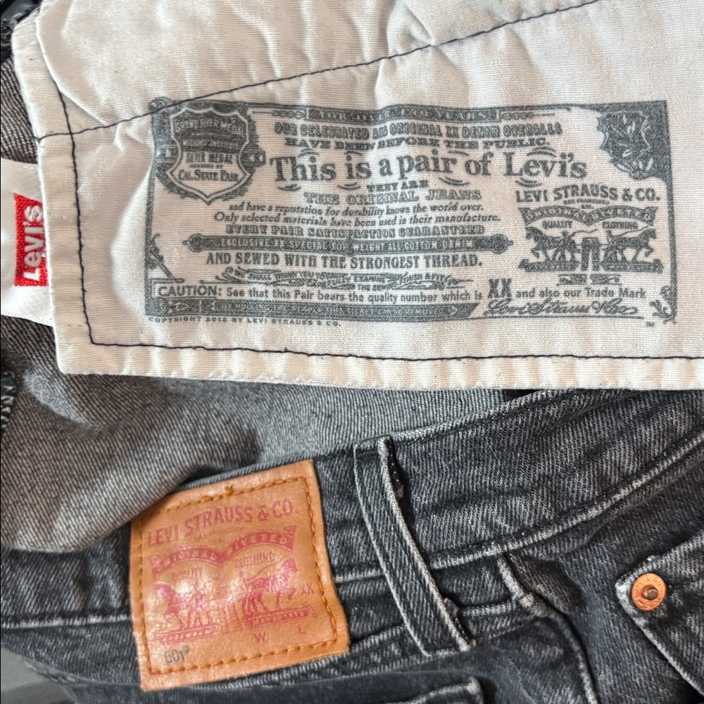 Levi's Women's High Rise Raw Hem Black Button Fly Denim Jean Shorts Size 29‎ - Picture 6 of 7